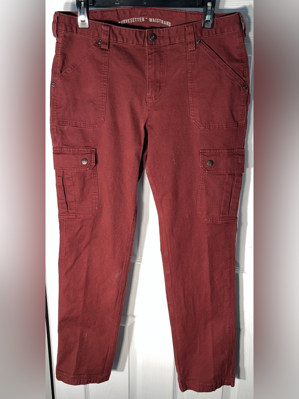 Women’s Duluth Trading Co Fire Hose Slim Leg Cargo Pants Red Curvesetter 12 x 31